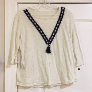 None brand blue teasel detail top size M